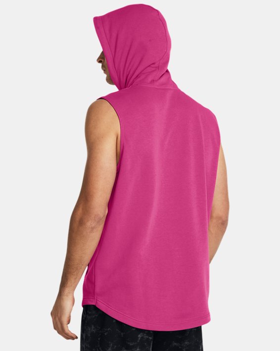 Men's Project Rock Fleece Payoff Sleeveless Hoodie in Pink image number 1
